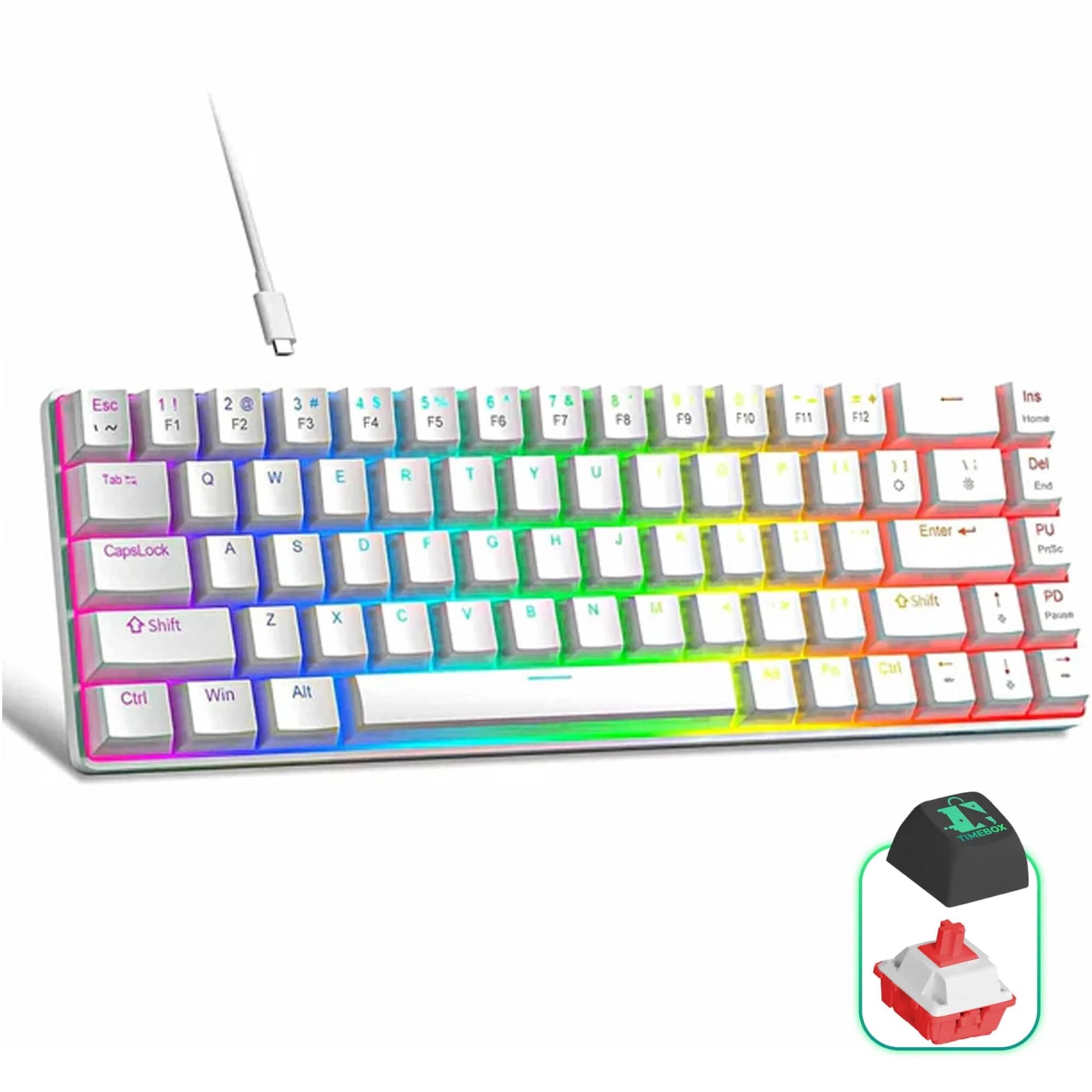 Timebox 60% PBT Pudding Alb