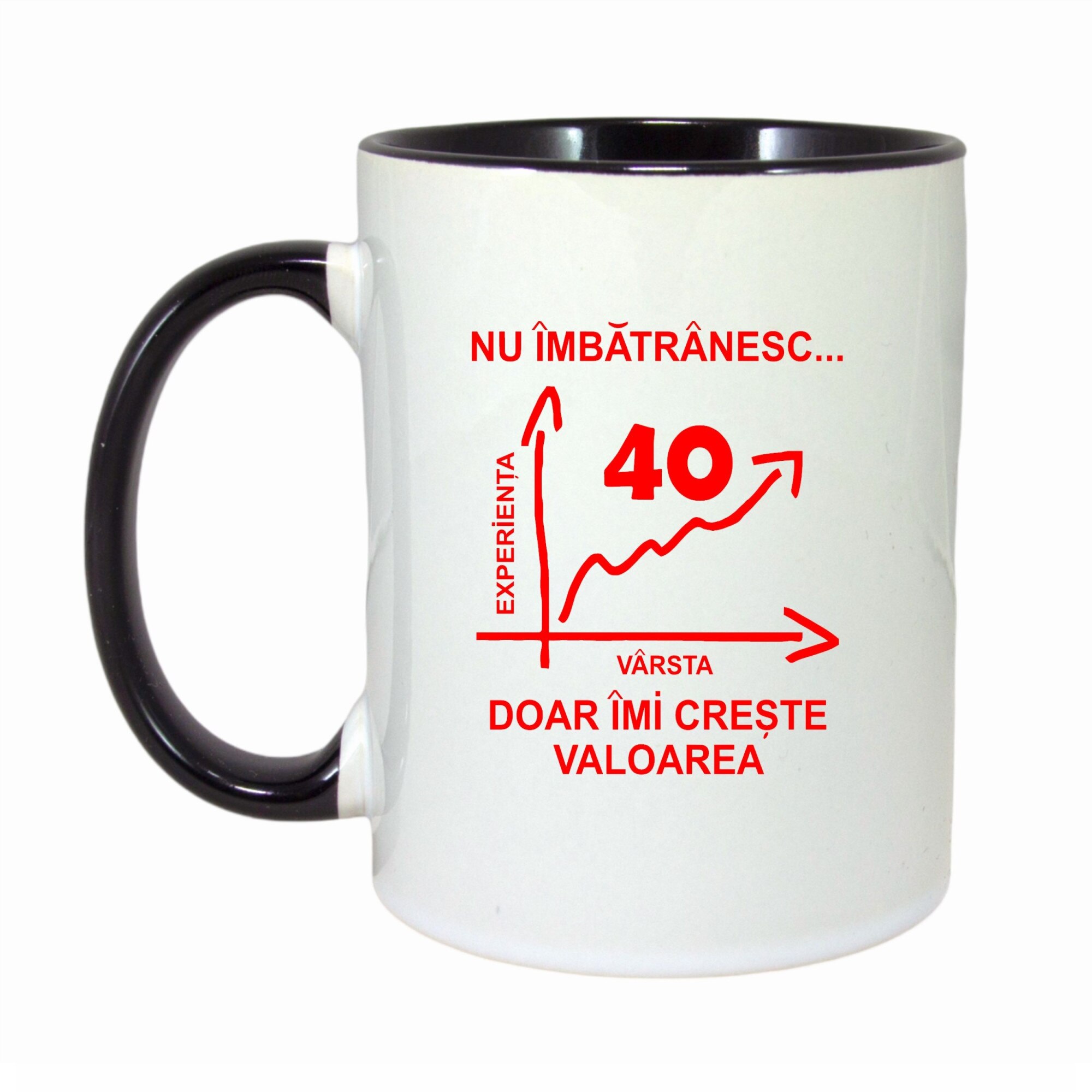 Cana personalizata interior negru 40 ani
