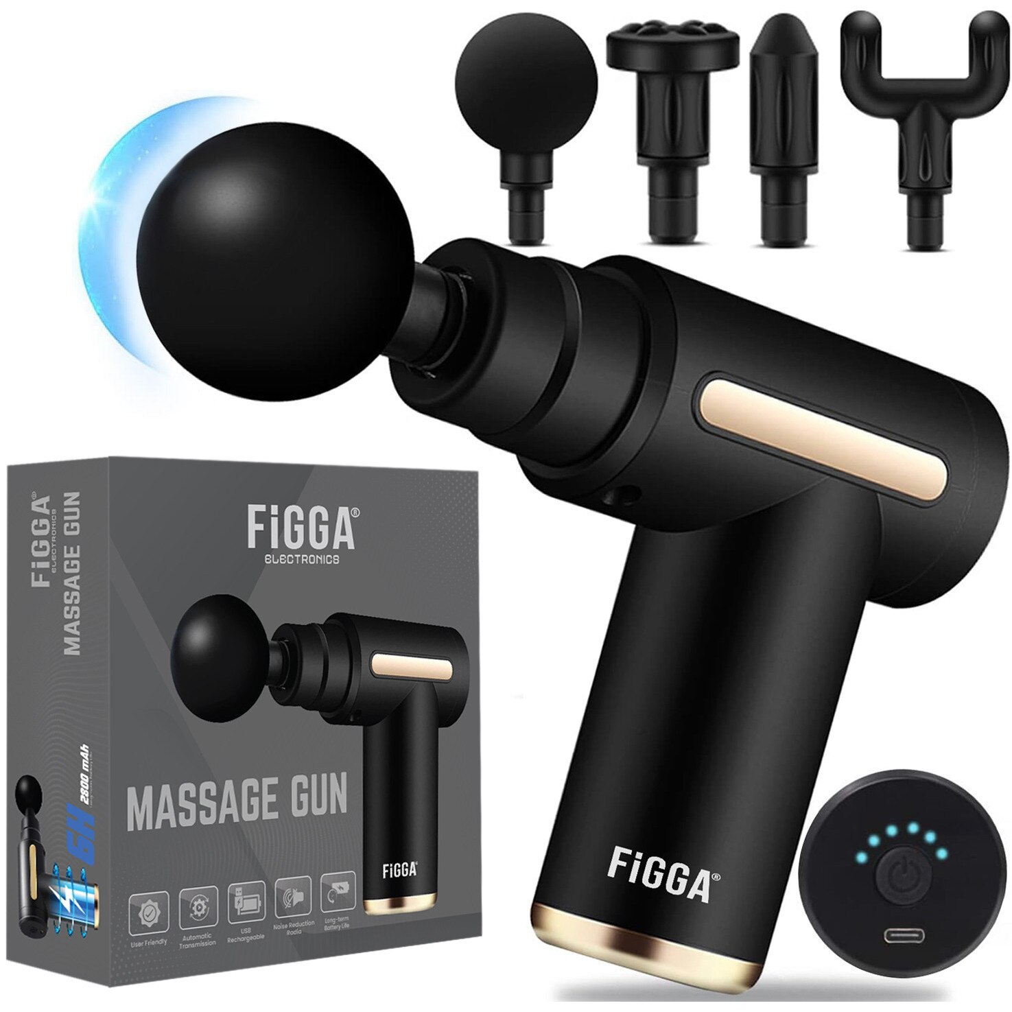 FiGGA pistol de masaj 2800mAh (4 capete)