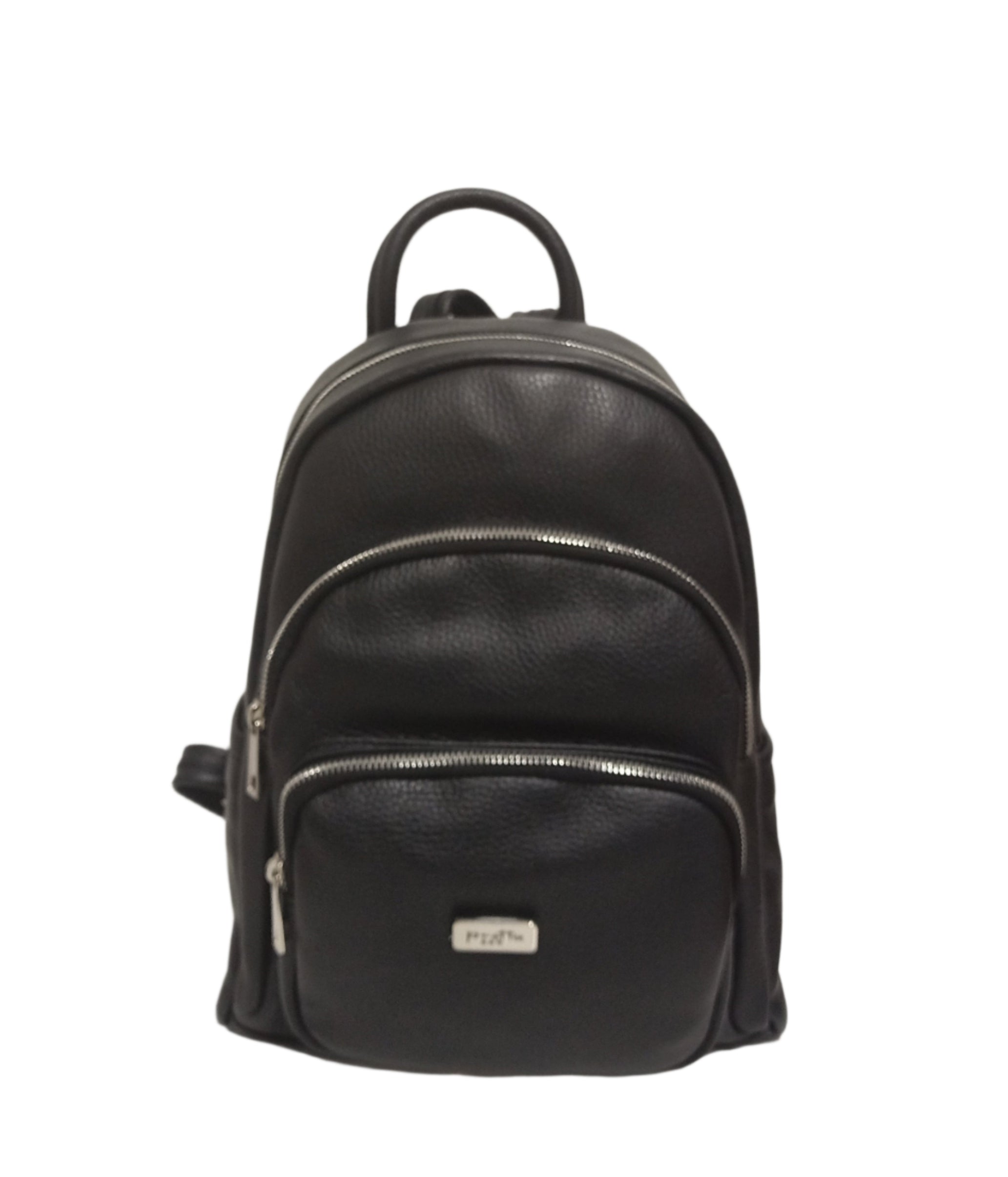 Pretta, rucsac din piele naturala, neagra, 28 x 12 cm, 1 compartiment