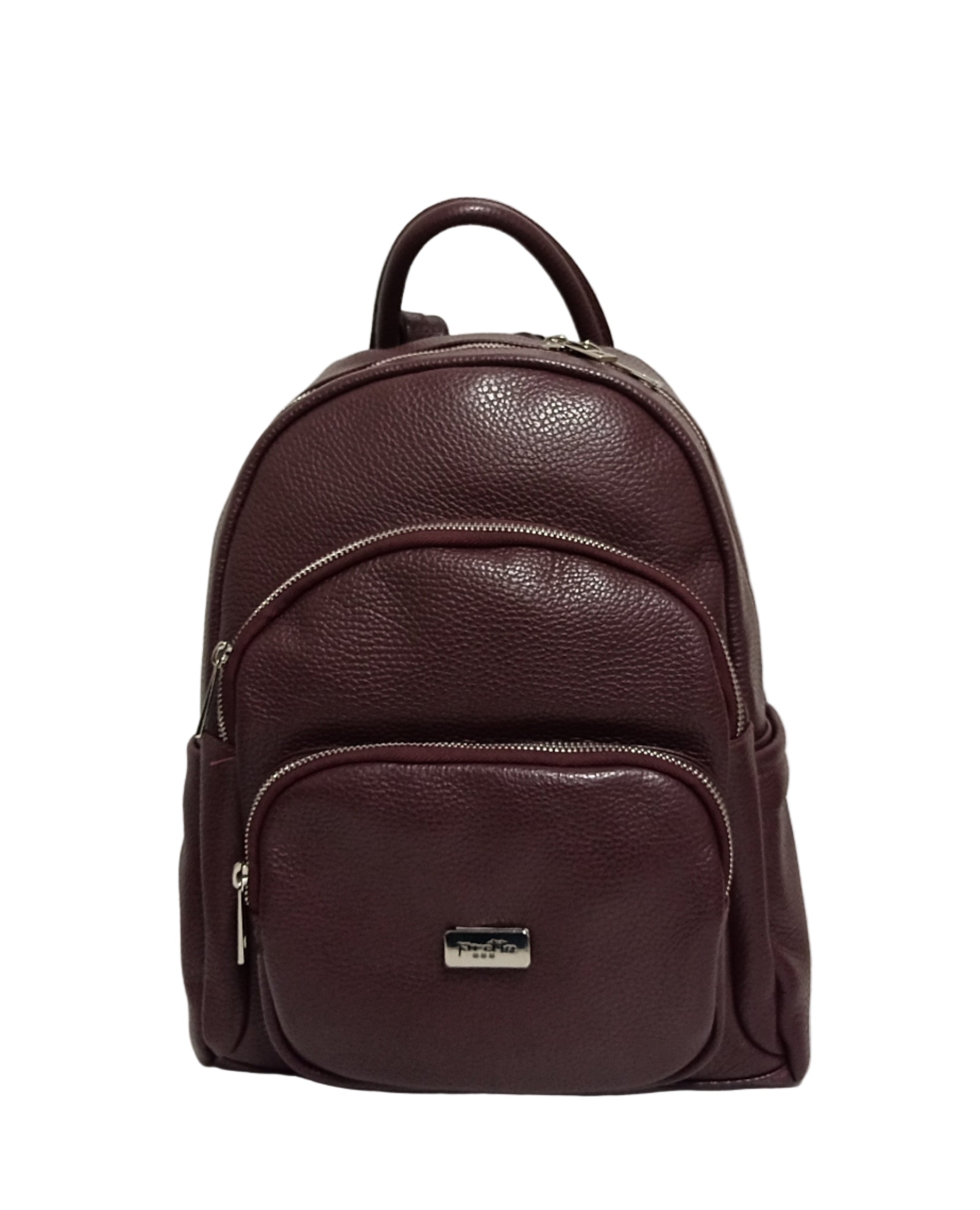 Pretta, rucsac din piele naturala, bordo, 28 x 12 cm, 1 compartiment