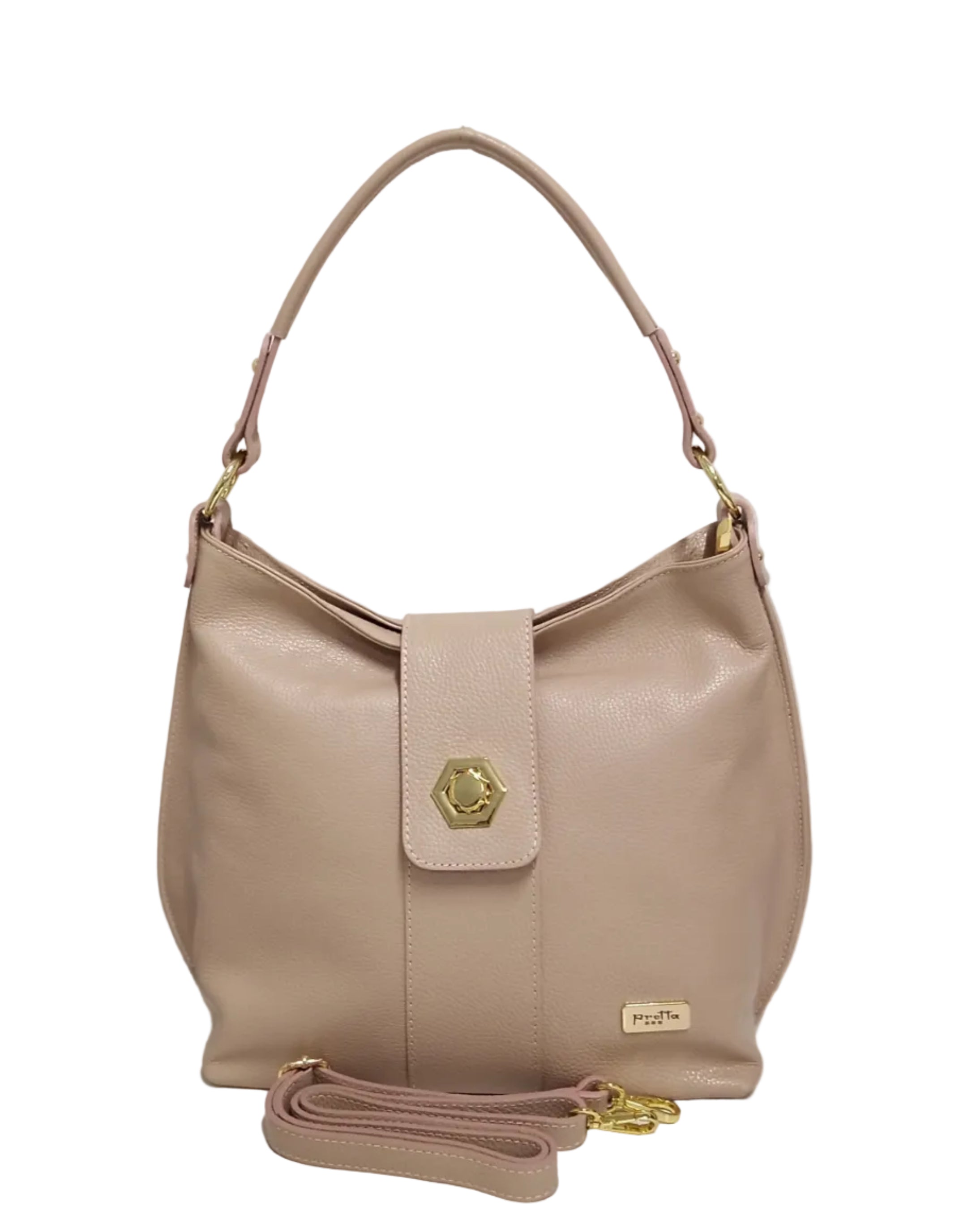 Pretta, geanta incapatoare din piele naturala, roz pudra, 29 x 12 x 29 cm, 2 compartimente