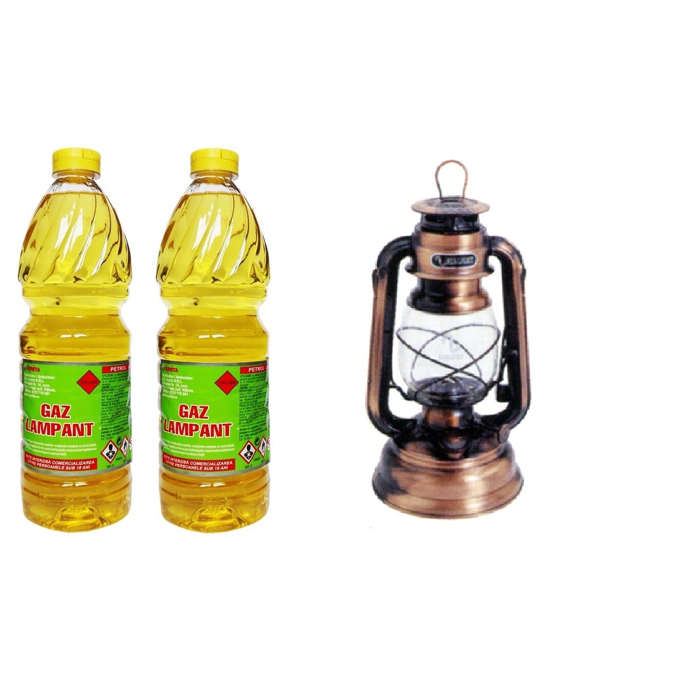Pachet Lampa Copper Classic și 2x Gaz lampant