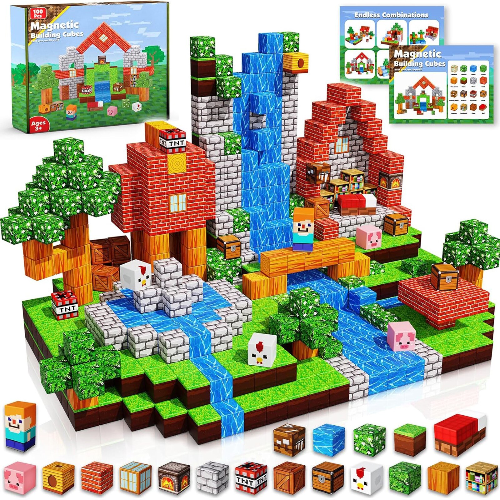 Set cuburi magnetice 100 piese Croloutoy