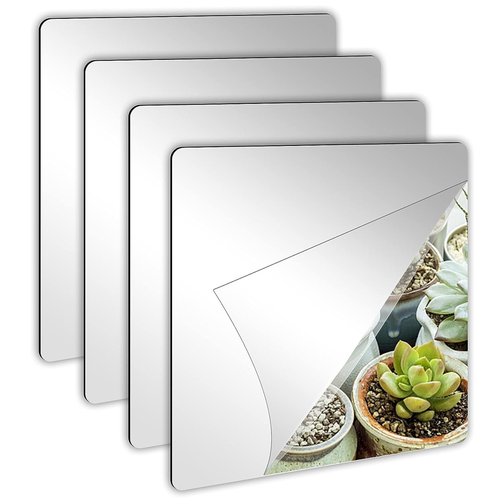 Set 4 Oglindă Acrilică Axroad Mall Pătrat 20x20 cm