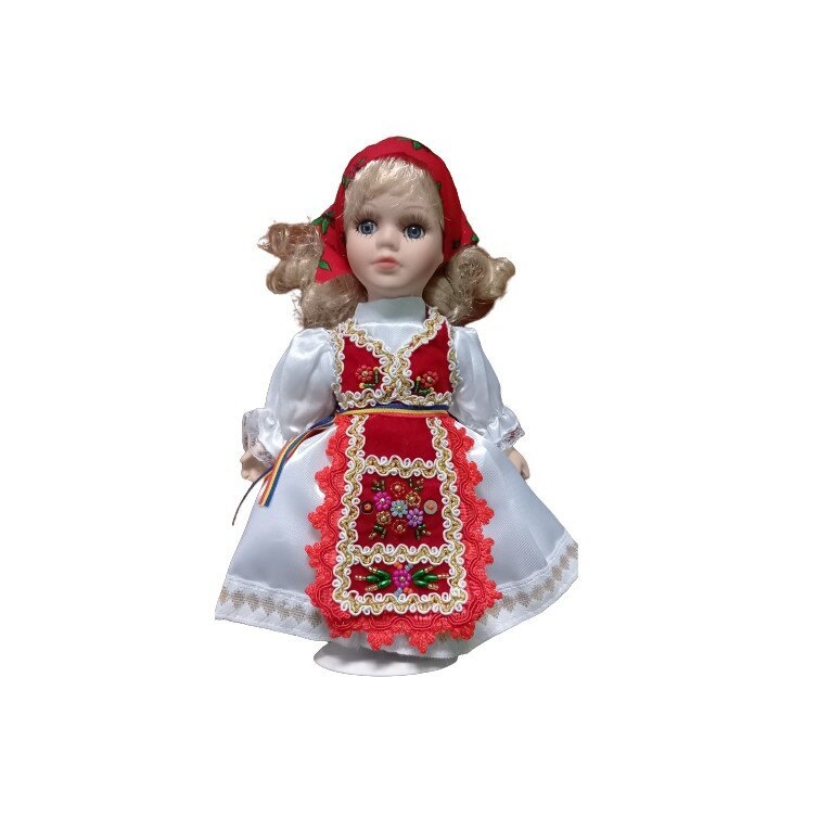 Păpușă portelan costum popular fata
