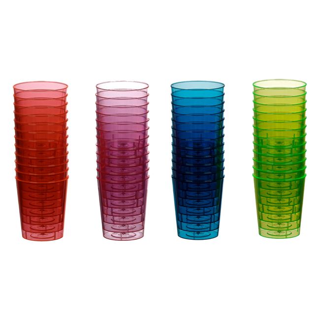Set pahare shot plastic 50buc multicolor