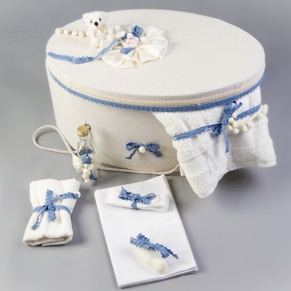 Trusou botez ursuleți fundițe bleu Nikos Collection