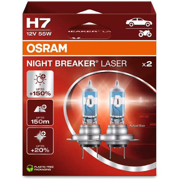 Set becuri Osram H7 Night Breaker Laser +150%