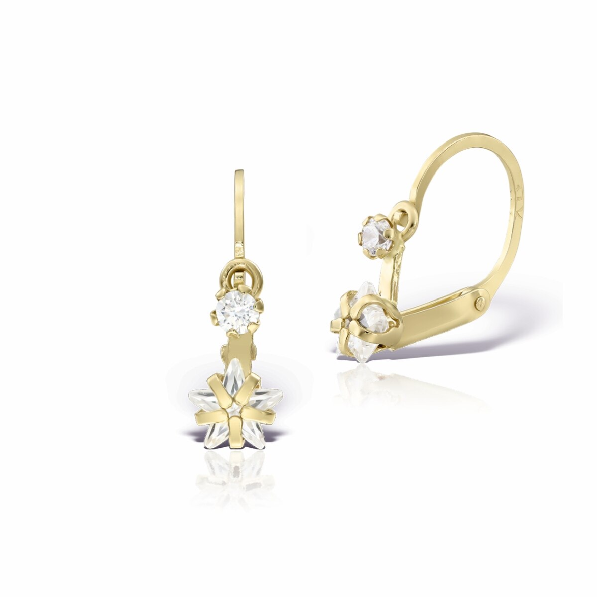Cercei bebe aur galben și piatra stelută