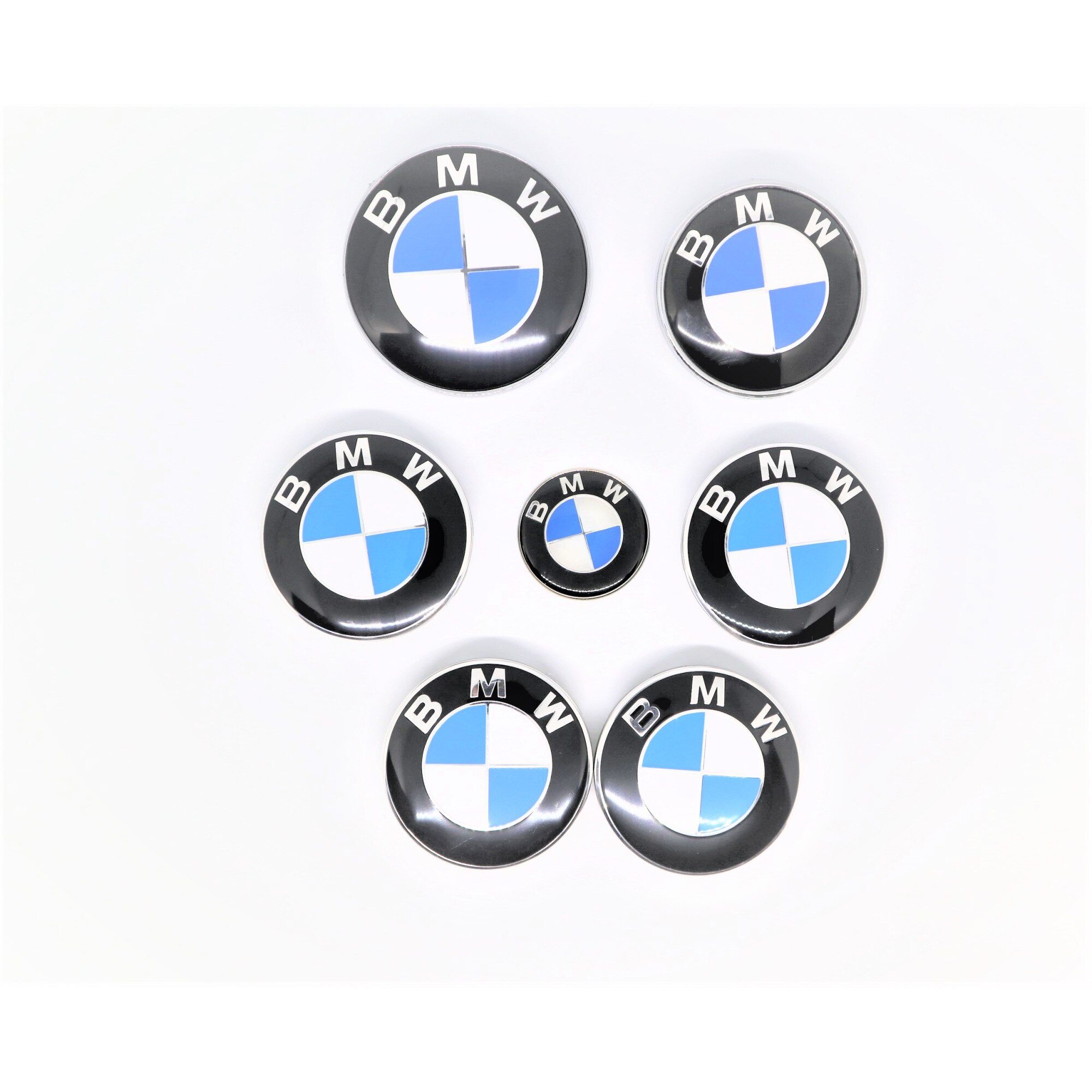 Set embleme BMW 7 piese alb-albastru