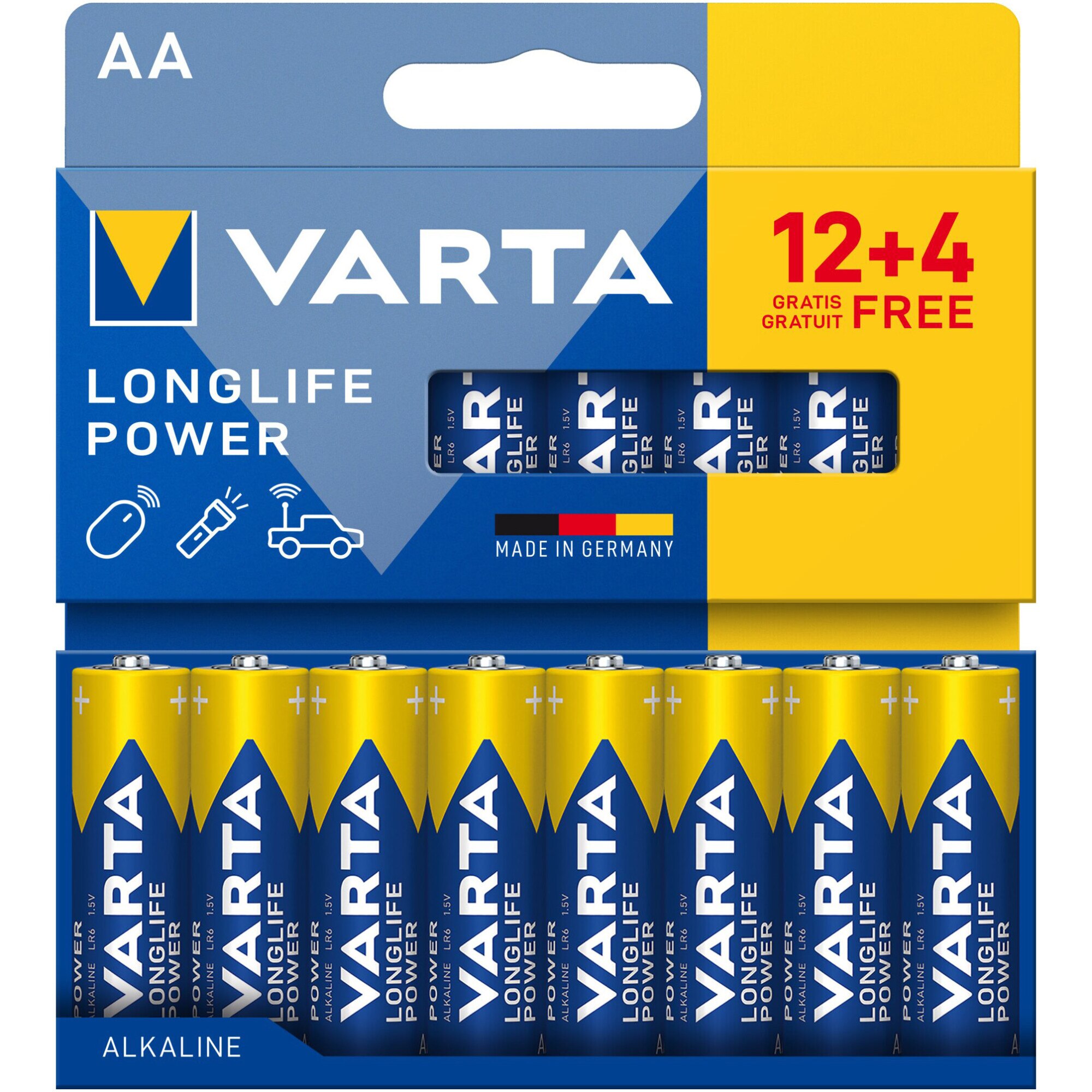 Baterii Alkaline Varta Longlife Power AA 16 buc