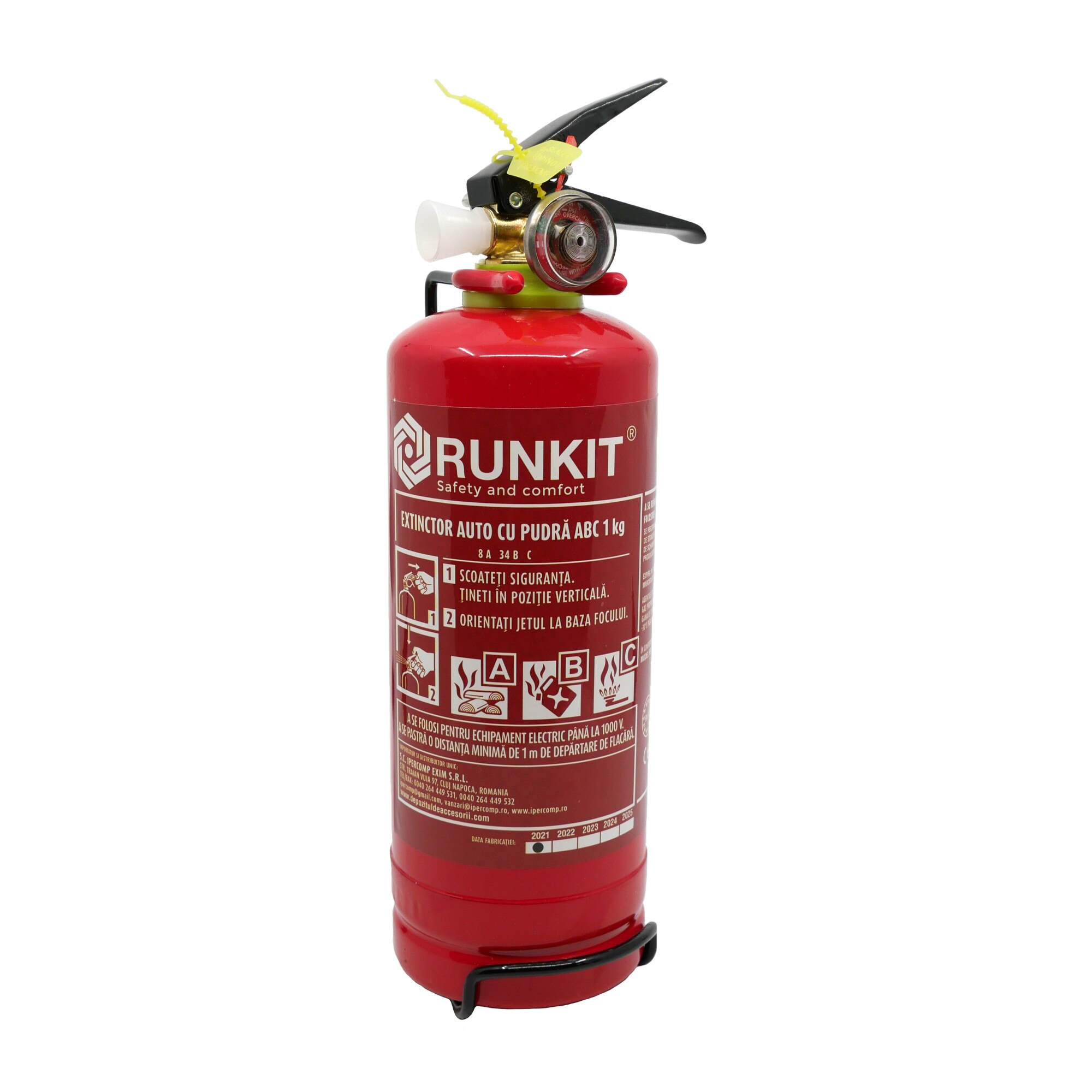 Stingător auto P1 cu manometru 1kg RUNKIT