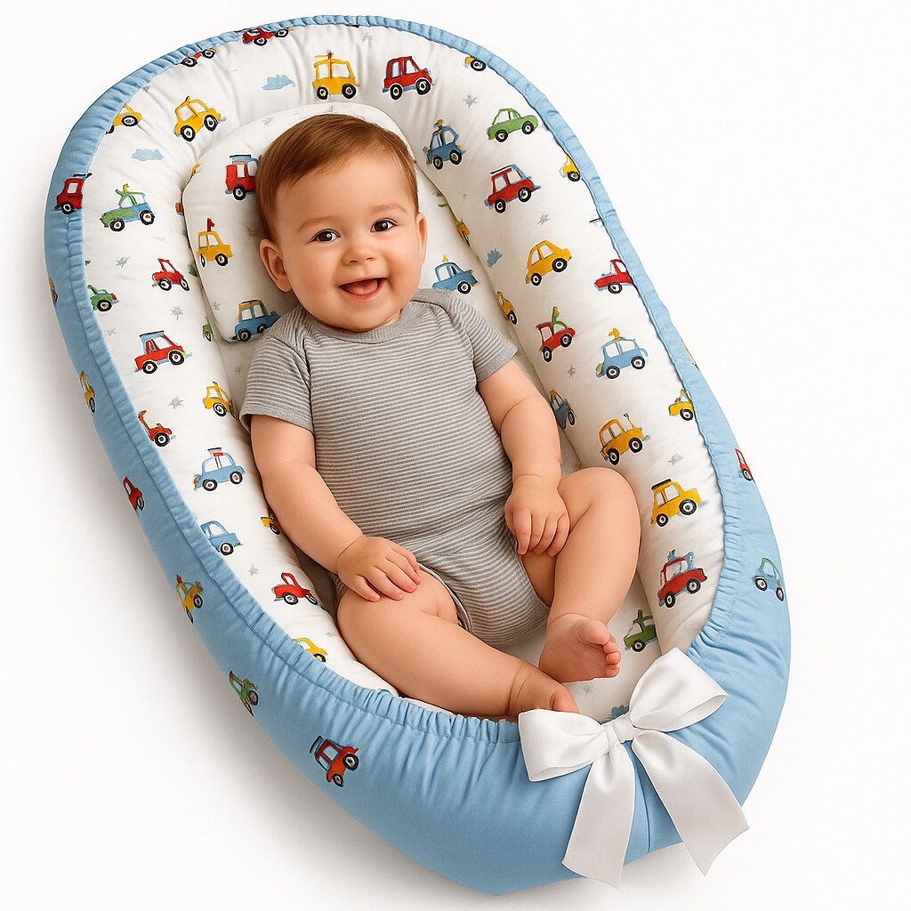 Linomag Baby Nest Alb/Blue pale