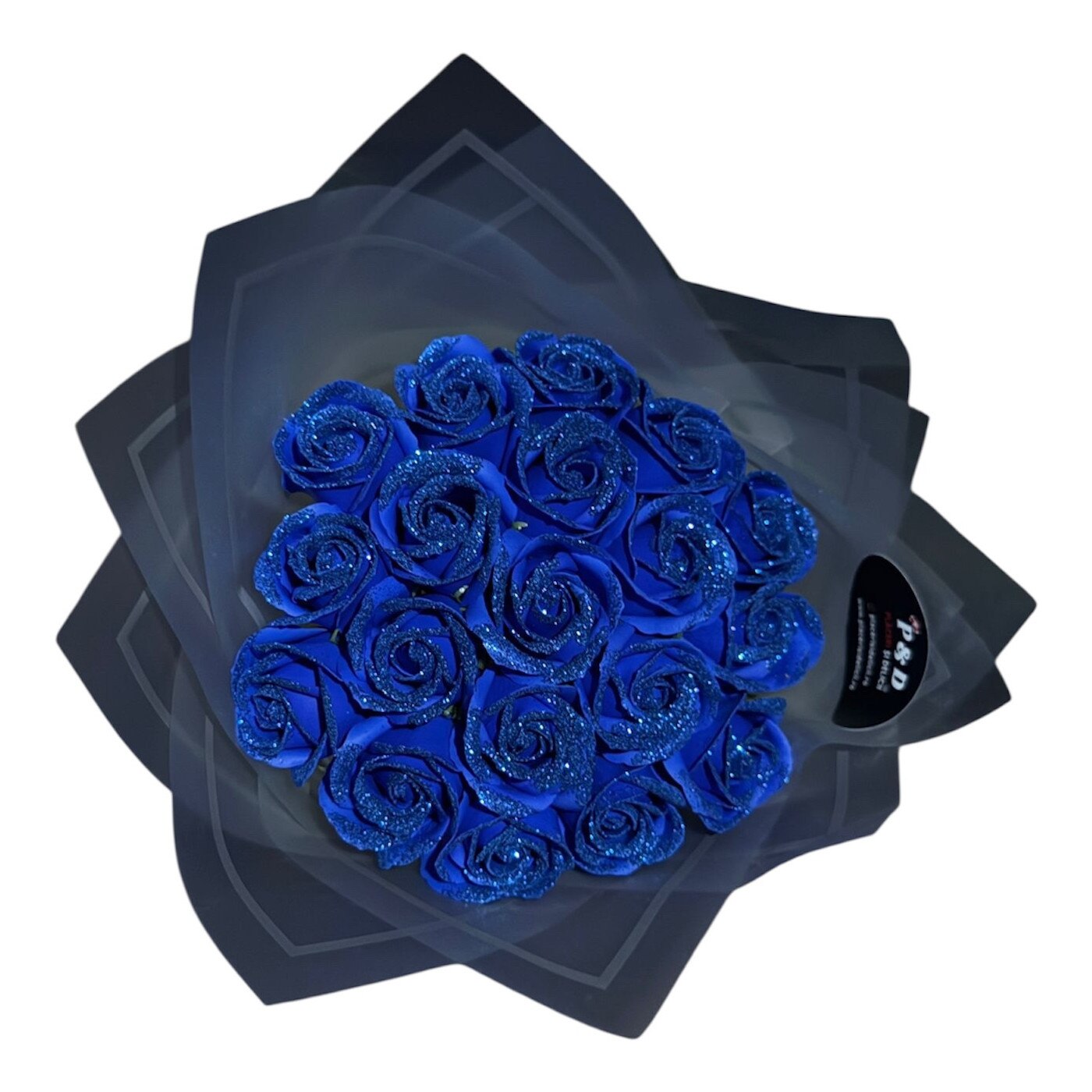 Buchet 19 trandafiri sapun cu sclipici