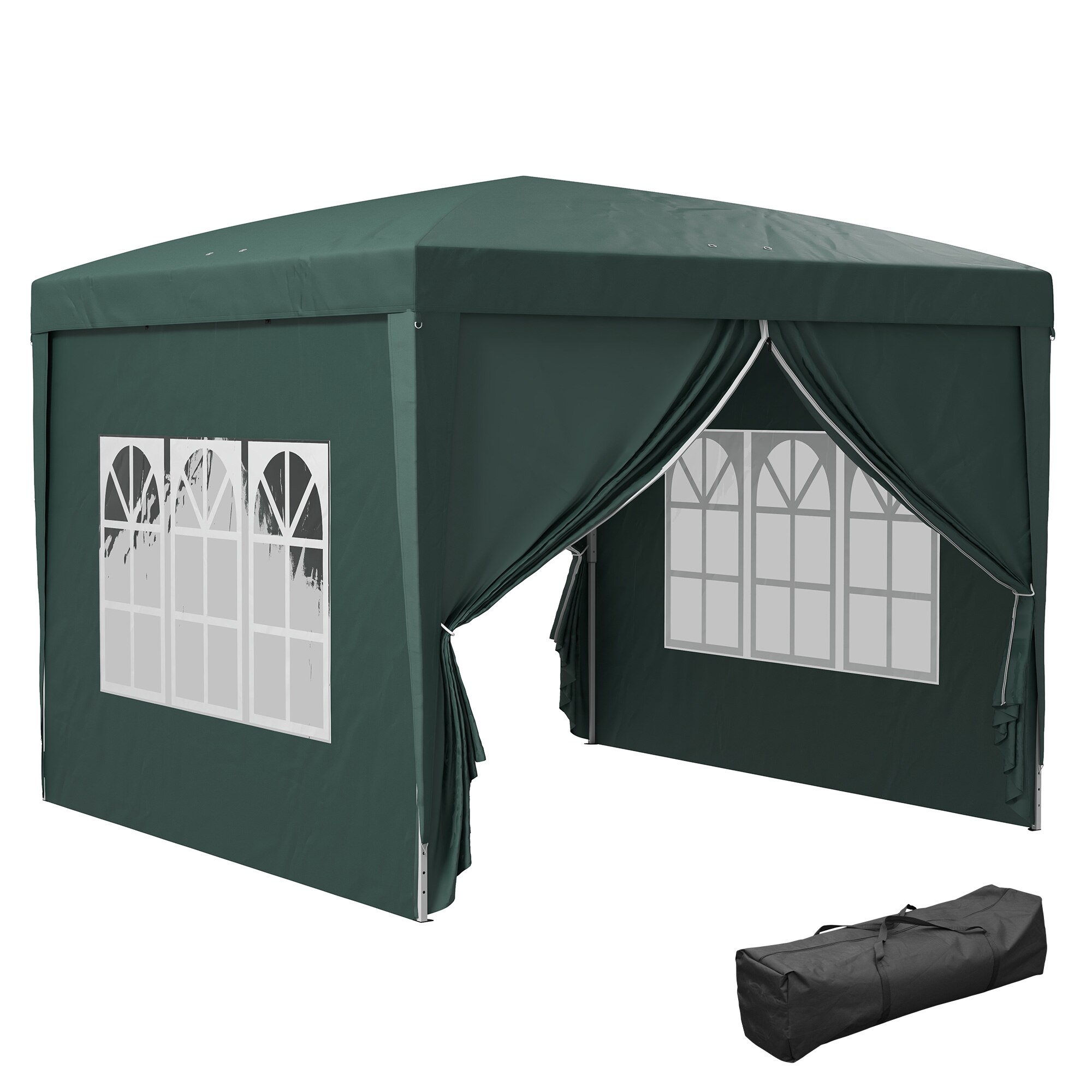 Outsunny Pavilion verde cu pereti 3x3m
