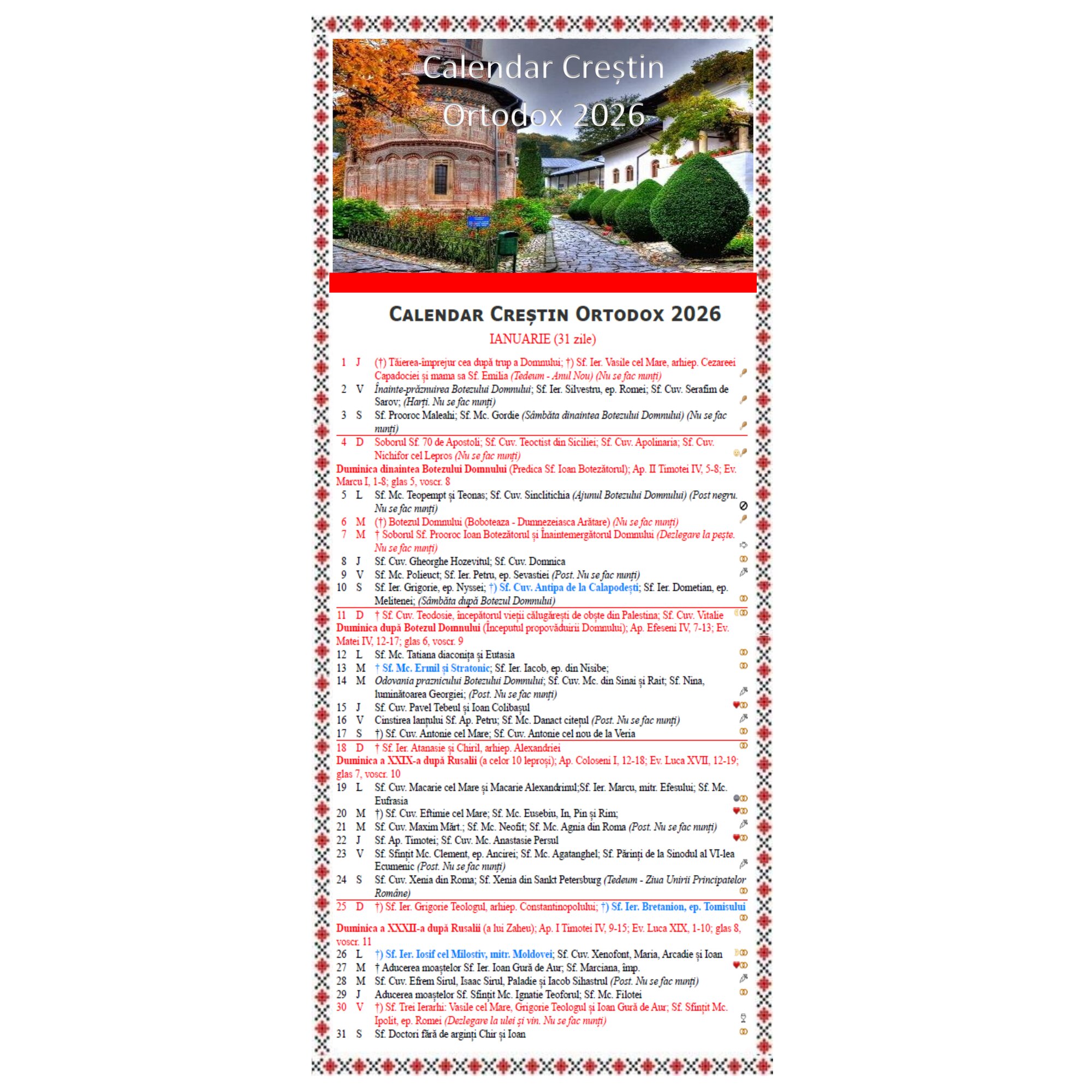 Set 2x Calendar Ortodox 2026 LiquiPedia