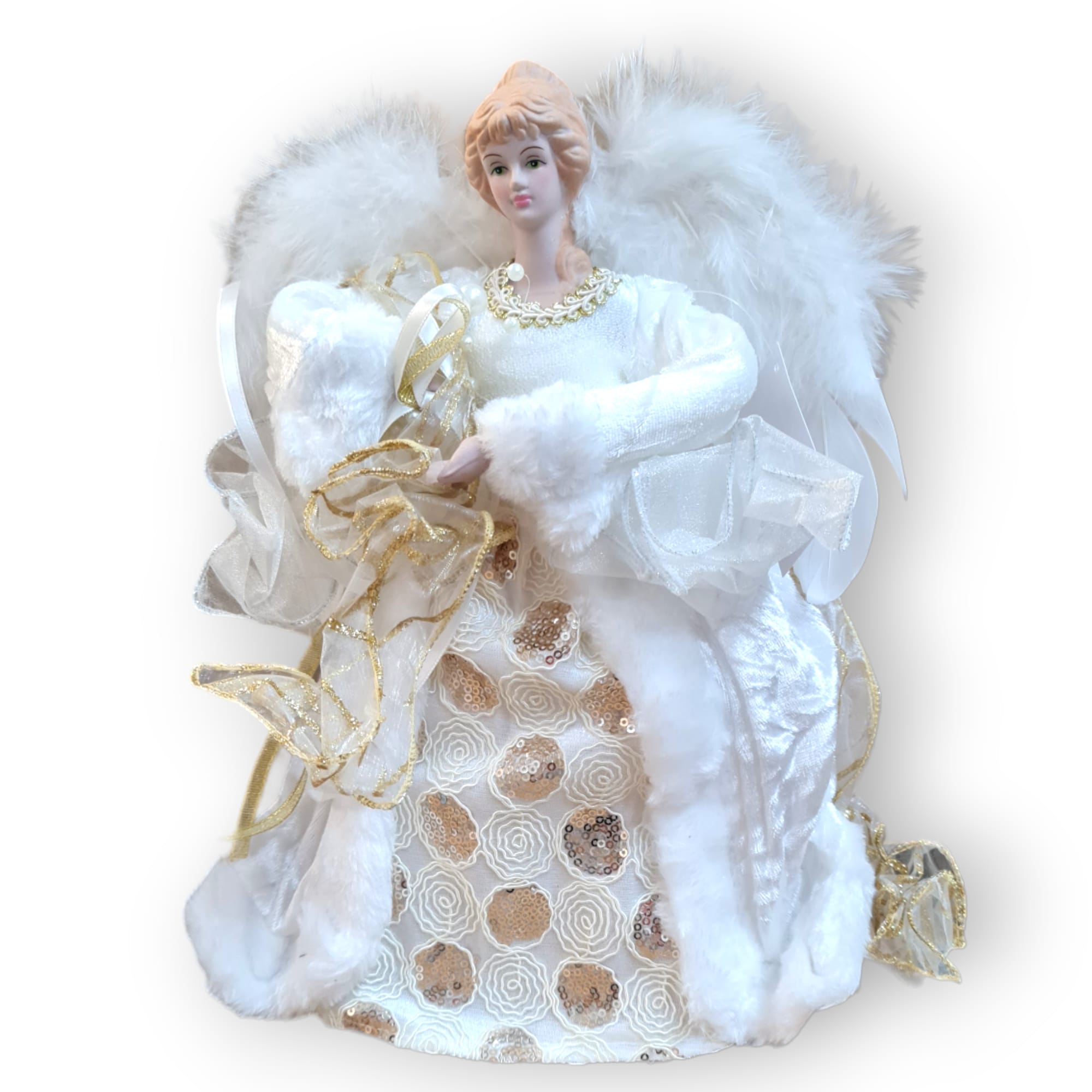 Vârf brad înger ivory 30 cm