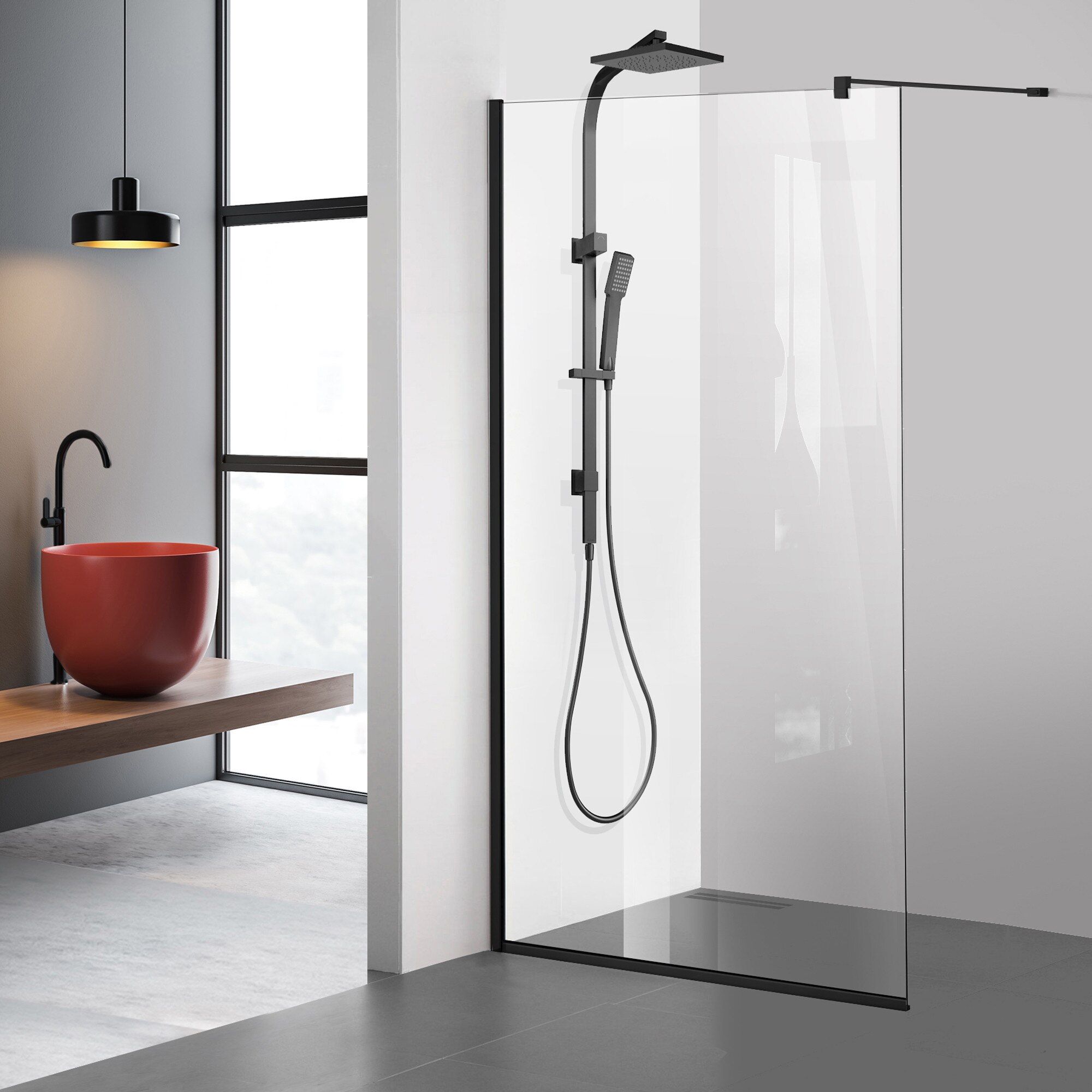 Paravan dus Aqua Roy Black 70x195