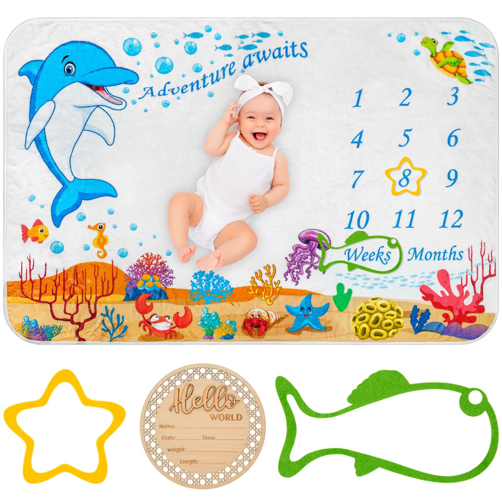 Păturică Aniversară FizioTab Milestone Delfin
